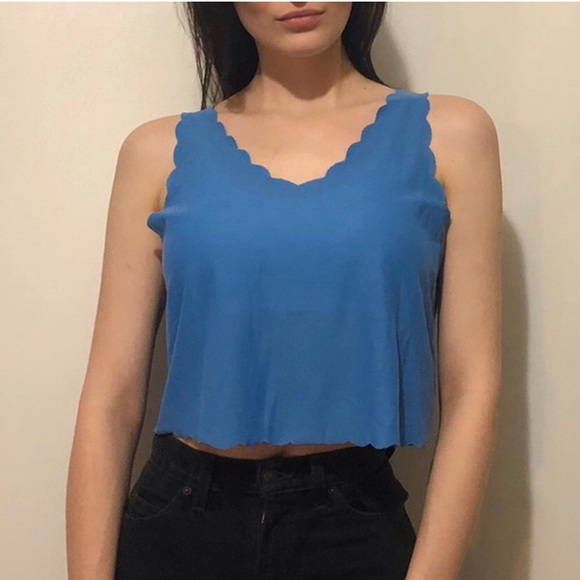 Sky Blue Scalloped Top - Picture 4 of 4